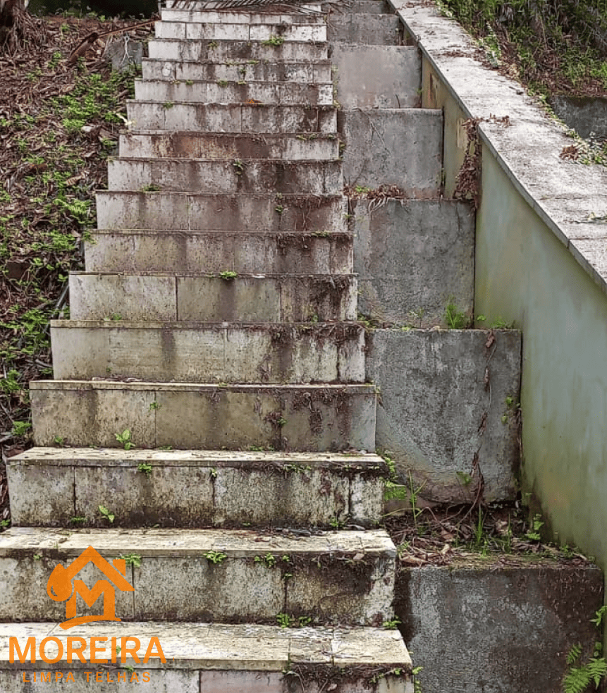 Escada antes da limpeza