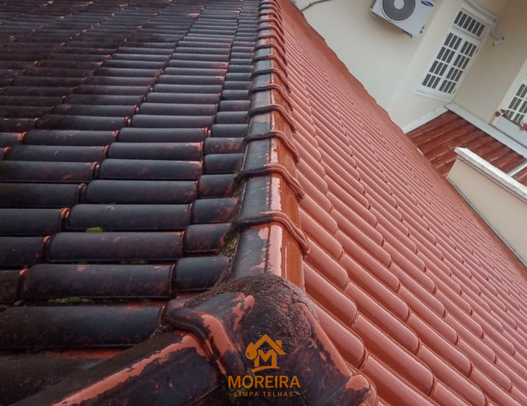 Telhado metade limpo